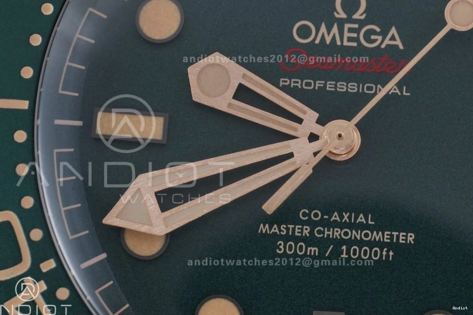 Seamaster on 1:1 VSF Best Mesh Rose Diver Green 300M Edition Dial A8806 Bracelet Gold 1224